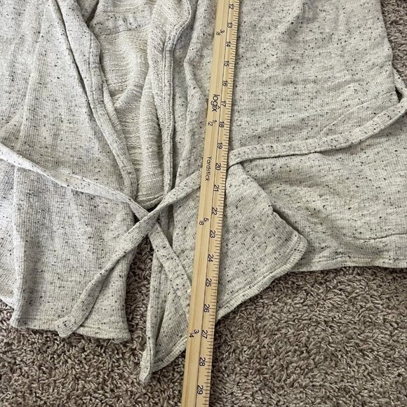 Pure Jill Women Cardigan Sweater Knitted Open Front Tie Waist Gray Petite Large - Picture 6 of 8